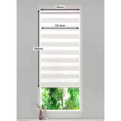 Store enrouleur jour / nuit sans perçage Brize blanc chiné l.55 x H.180cm Goodhome