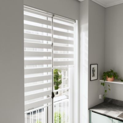 Store enrouleur jour / nuit sans perçage Brize blanc chiné l.75 x H.240cm Goodhome