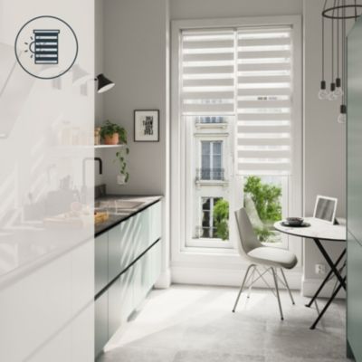 Store enrouleur jour / nuit sans perçage Brize blanc chiné l.75 x H.240cm Goodhome