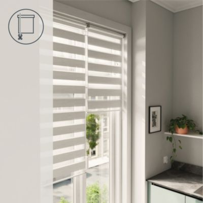 Store enrouleur jour / nuit sans perçage Brize blanc chiné l.75 x H.240cm Goodhome