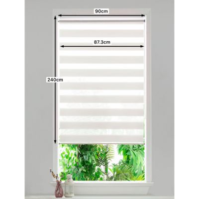 Store enrouleur jour / nuit sans perçage Brize blanc chiné l.90 x H.240cm Goodhome