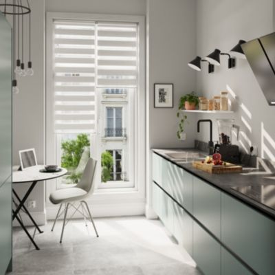 Store enrouleur jour / nuit sans perçage Brize blanc chiné l.90 x H.240cm Goodhome