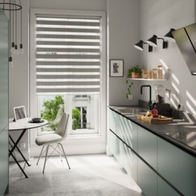 Store enrouleur jour / nuit sans perçage Brize gris chiné l.120 x H.180cm Goodhome