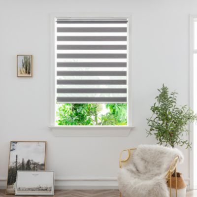 Store enrouleur jour / nuit sans perçage Brize gris chiné l.120 x H.180cm Goodhome
