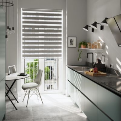 Store enrouleur jour / nuit sans perçage Brize gris chiné l.180 x H.240cm Goodhome