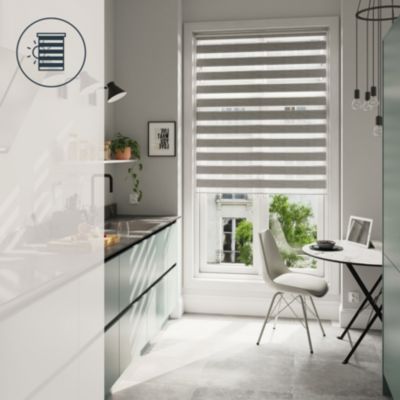 Store enrouleur jour / nuit sans perçage Brize gris chiné l.180 x H.240cm Goodhome