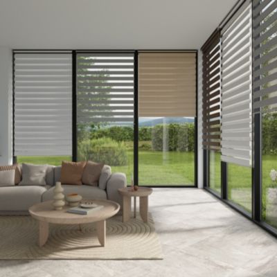 Store enrouleur jour / nuit sans perçage Brize gris chiné l.180 x H.240cm Goodhome