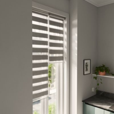 Store enrouleur jour / nuit sans perçage Brize gris chiné l.45 x H.140cm Goodhome