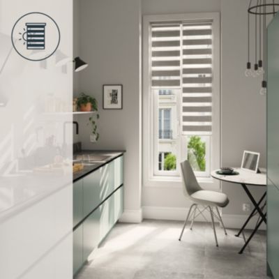 Store enrouleur jour / nuit sans perçage Brize gris chiné l.45 x H.140cm Goodhome