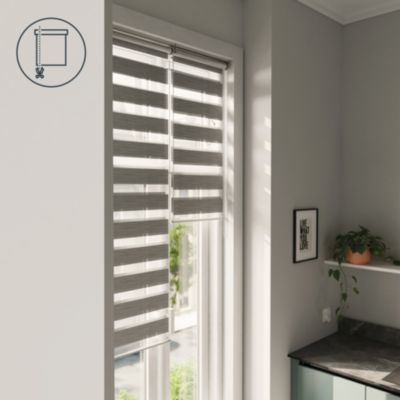Store enrouleur jour / nuit sans perçage Brize gris chiné l.45 x H.140cm Goodhome