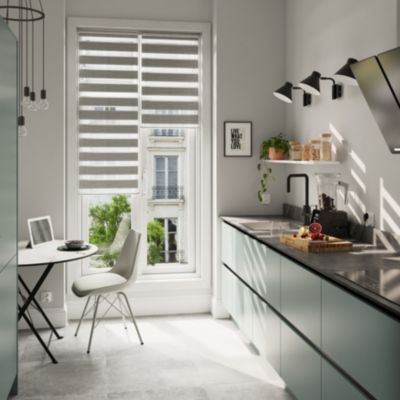 Store enrouleur jour / nuit sans perçage Brize gris chiné l.55 x H.180cm Goodhome