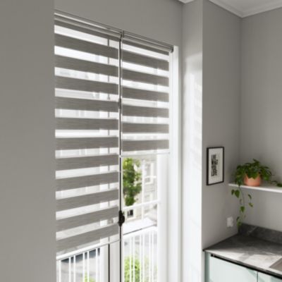 Store enrouleur jour / nuit sans perçage Brize gris chiné l.75 x H.240cm Goodhome
