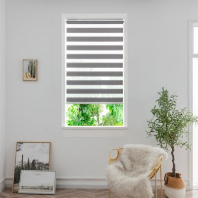 Store enrouleur jour / nuit sans perçage Brize gris chiné l.90 x H.180cm Goodhome