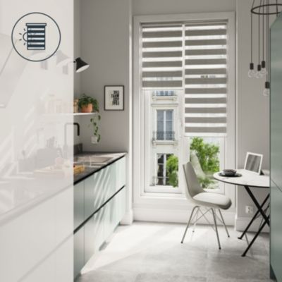 Store enrouleur jour / nuit sans perçage Brize gris chiné l.90 x H.180cm Goodhome
