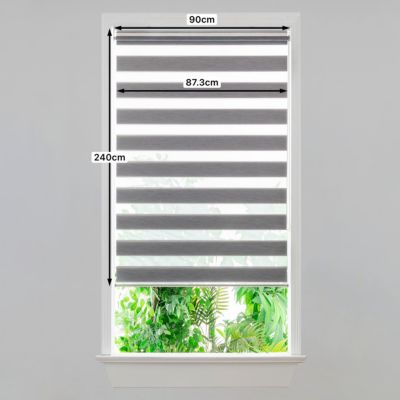 Store enrouleur jour / nuit sans perçage Brize gris chiné l.90 x H.240cm Goodhome