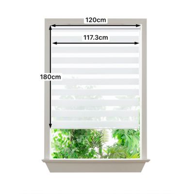 Store enrouleur jour / nuit sans perçage Elin 2 blanc cassé l.120 x H.180cm Goodhome