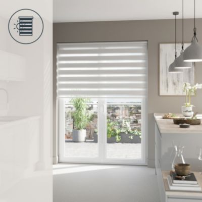 Store enrouleur jour / nuit sans perçage Elin 2 blanc cassé l.160 x H.240cm Goodhome