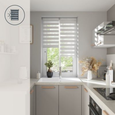 Store enrouleur jour / nuit sans perçage Elin 2 blanc cassé l.40 x H.140cm Goodhome