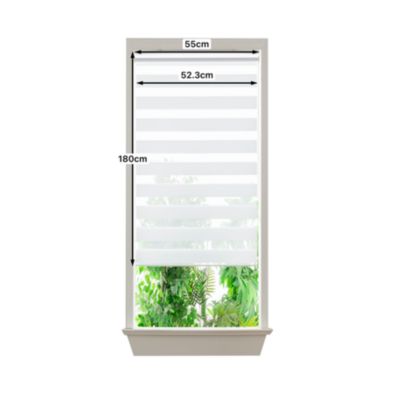 Store enrouleur jour / nuit sans perçage Elin 2 blanc cassé l.55 x H.180cm Goodhome