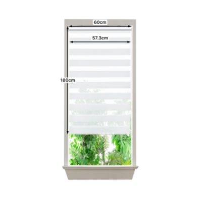 Store enrouleur jour / nuit sans perçage Elin 2 blanc cassé l.60 x H.180cm Goodhome