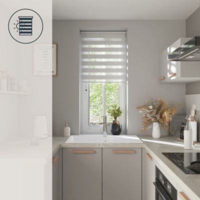 Store enrouleur jour / nuit sans perçage Elin 2 blanc cassé l.60 x H.180cm Goodhome