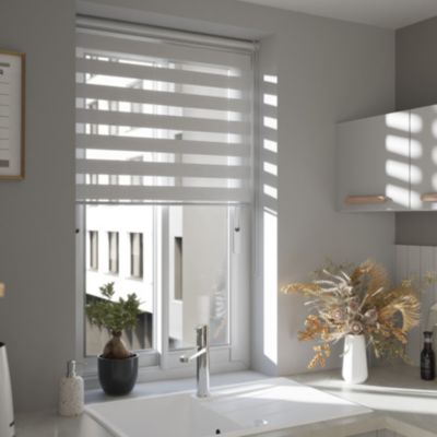 Store enrouleur jour / nuit sans perçage Elin 2 blanc cassé l.80 x H.180cm Goodhome