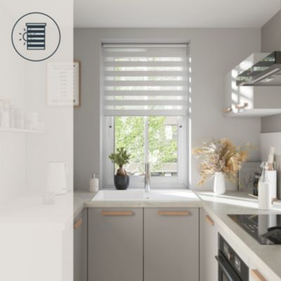 Store enrouleur jour / nuit sans perçage Elin 2 blanc cassé l.80 x H.180cm Goodhome
