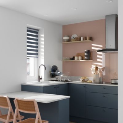Store enrouleur jour / nuit sans perçage Elin 2 bleu l.55 x H.180cm Goodhome