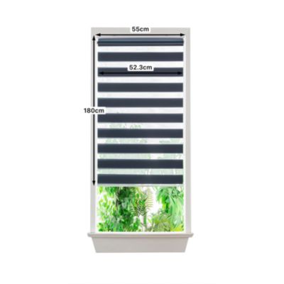Store enrouleur jour / nuit sans perçage Elin 2 bleu l.55 x H.180cm Goodhome