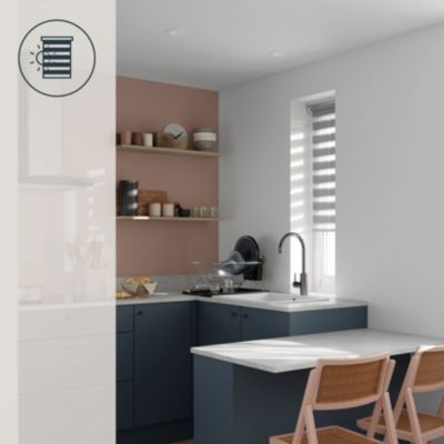 Store enrouleur jour / nuit sans perçage Elin 2 gris béton l.45 x H.140cm Goodhome