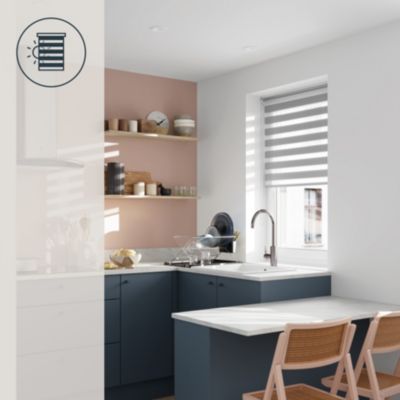 Store enrouleur jour / nuit sans perçage Elin 2 gris béton l.80 x H.180cm Goodhome