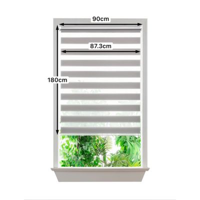 Store enrouleur jour / nuit sans perçage Elin 2 gris béton l.90 x H.180cm Goodhome