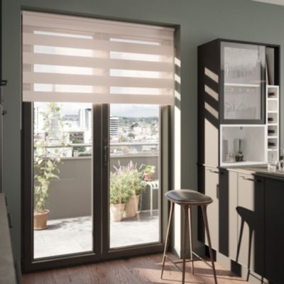 Store enrouleur jour / nuit sans perçage Elin 2 gris perle l.160 x H.240cm Goodhome