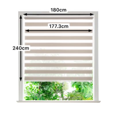 Store enrouleur jour / nuit sans perçage Elin 2 gris perle l.180 x H.240cm Goodhome