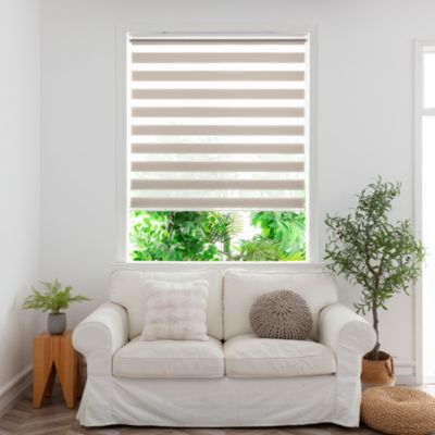 Store enrouleur jour / nuit sans perçage Elin 2 gris perle l.180 x H.240cm Goodhome
