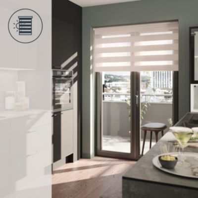 Store enrouleur jour / nuit sans perçage Elin 2 gris perle l.180 x H.240cm Goodhome