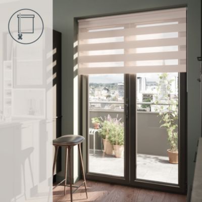 Store enrouleur jour / nuit sans perçage Elin 2 gris perle l.180 x H.240cm Goodhome