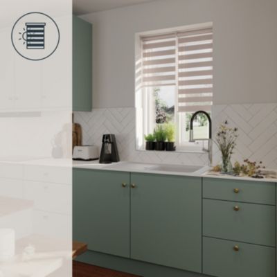 Store enrouleur jour / nuit sans perçage Elin 2 gris perle l.40 x H.140cm Goodhome