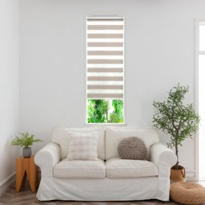 Store enrouleur jour / nuit sans perçage Elin 2 gris perle l.45 x H.140cm Goodhome