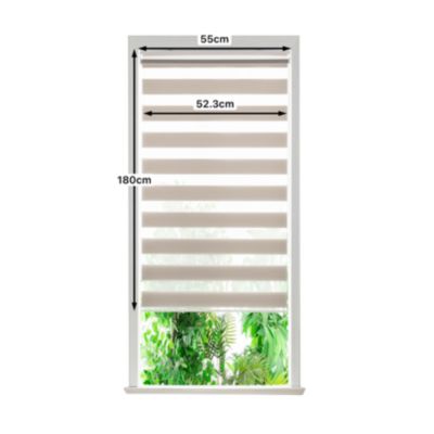 Store enrouleur jour / nuit sans perçage Elin 2 gris perle l.55 x H.180cm Goodhome