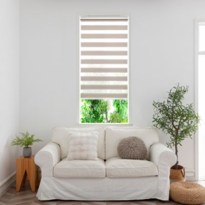 Store enrouleur jour / nuit sans perçage Elin 2 gris perle l.55 x H.180cm Goodhome