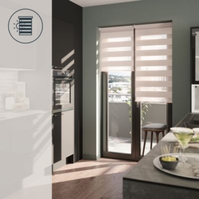 Store enrouleur jour / nuit sans perçage Elin 2 gris perle l.75 x H.240cm Goodhome