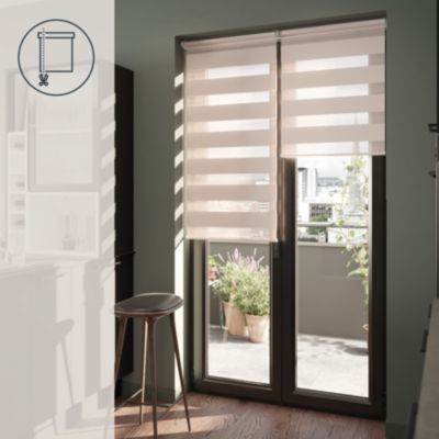 Store enrouleur jour / nuit sans perçage Elin 2 gris perle l.75 x H.240cm Goodhome
