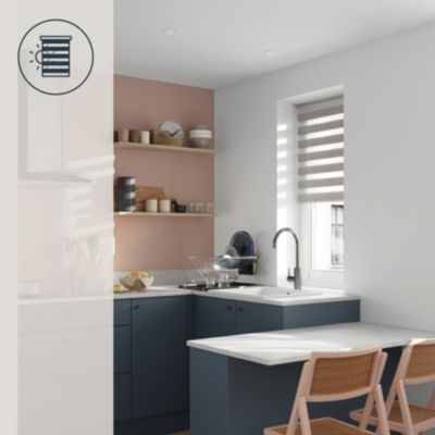 Store enrouleur jour / nuit sans perçage Elin 2 gris perle l.80 x H.180cm Goodhome