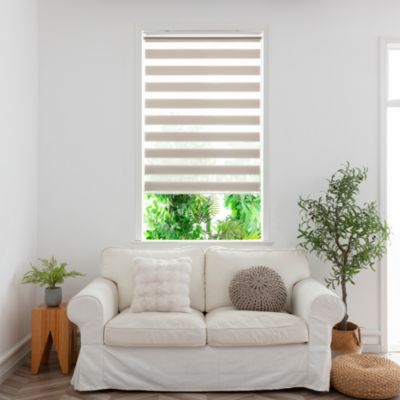 Store enrouleur jour / nuit sans perçage Elin 2 gris perle l.90 x H.240cm Goodhome