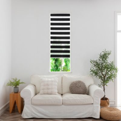 Store enrouleur jour / nuit sans perçage Elin 2 noir l.40 x H.140cm Goodhome
