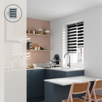 Store enrouleur jour / nuit sans perçage Elin 2 noir l.40 x H.140cm Goodhome