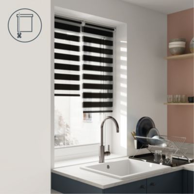 Store enrouleur jour / nuit sans perçage Elin 2 noir l.40 x H.140cm Goodhome