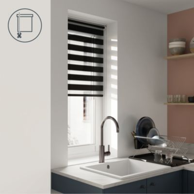 Store enrouleur jour / nuit sans perçage Elin 2 noir l.55 x H.180cm Goodhome