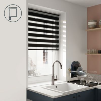 Store enrouleur jour / nuit sans perçage Elin 2 noir l.80 x H.180cm Goodhome